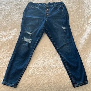 Like New High Waisted Button Fly Distressed Maurice’s MJeans Jeggings L